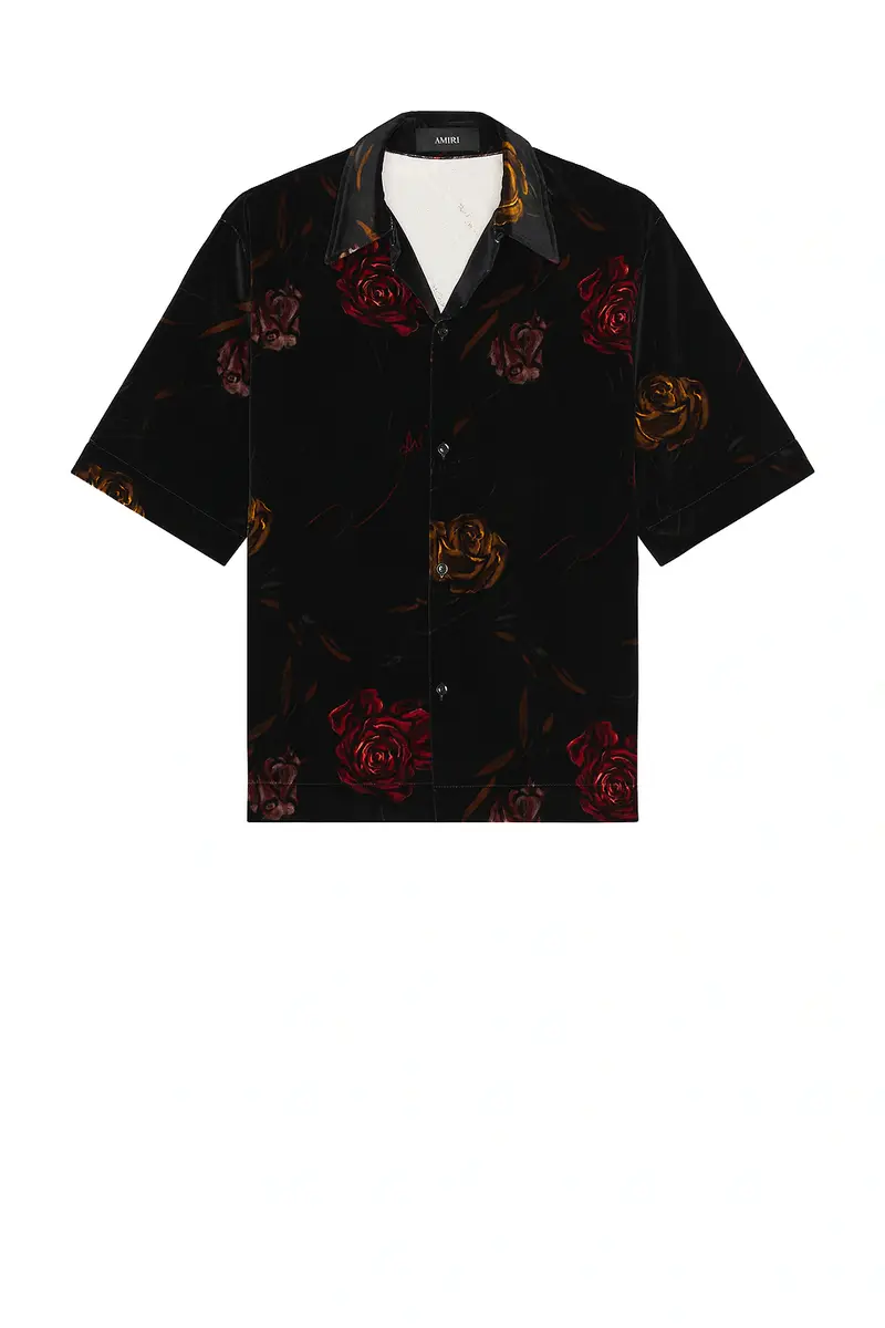 AMIRI Floral Velvet Camp Shirt