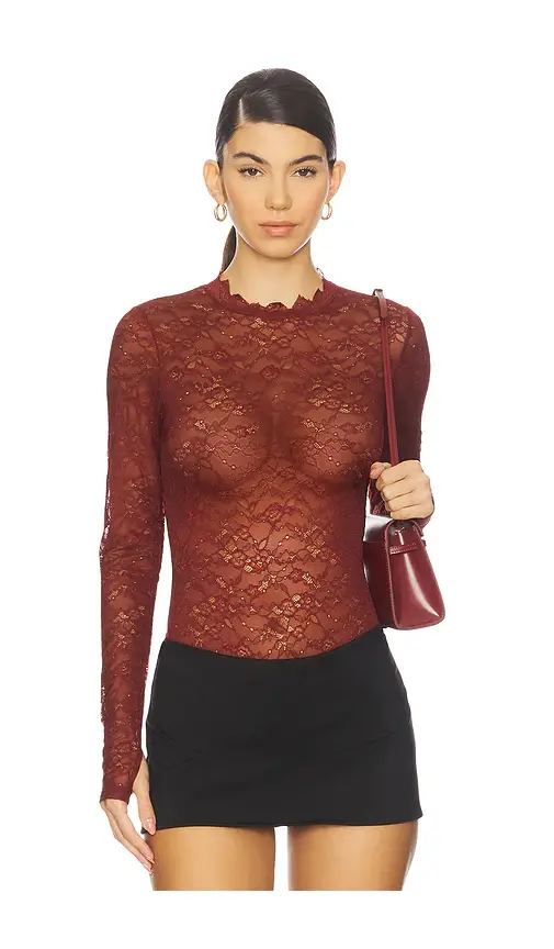 Alice + Olivia Alice + Olivia Taeyn Lace Crew Neck Bodysuit | Image 1 Alice + Olivia Alice + Olivia Taeyn Lace Crew Neck Bodysuit | Image 1