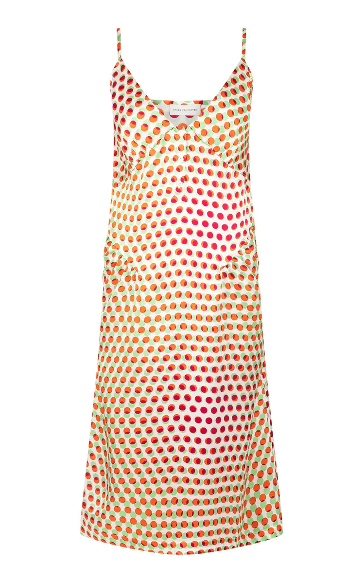 Daliya Polka-Dot Silk-Satin Midi Dress