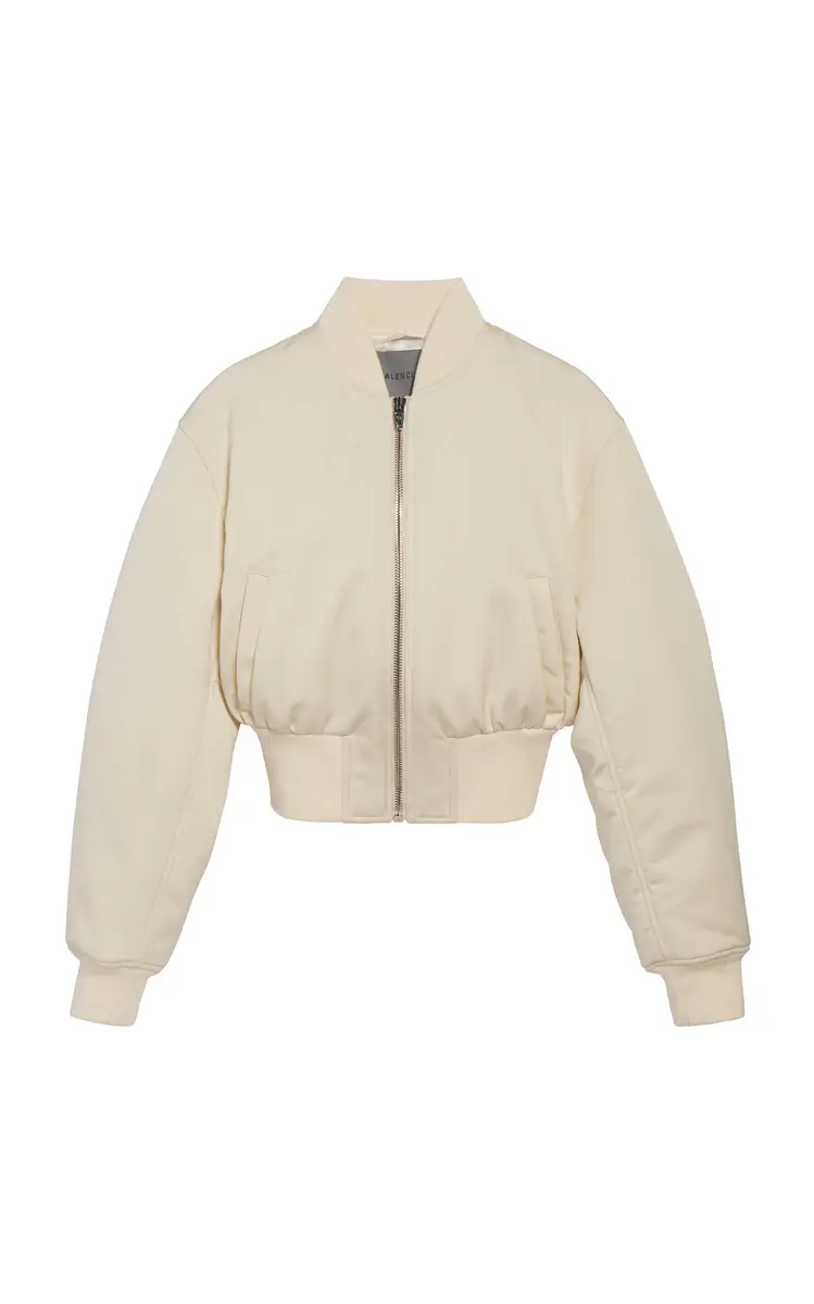 Balenciaga Cropped Technical Faille Bomber Jacket | Image 1 Balenciaga Cropped Technical Faille Bomber Jacket | Image 1
