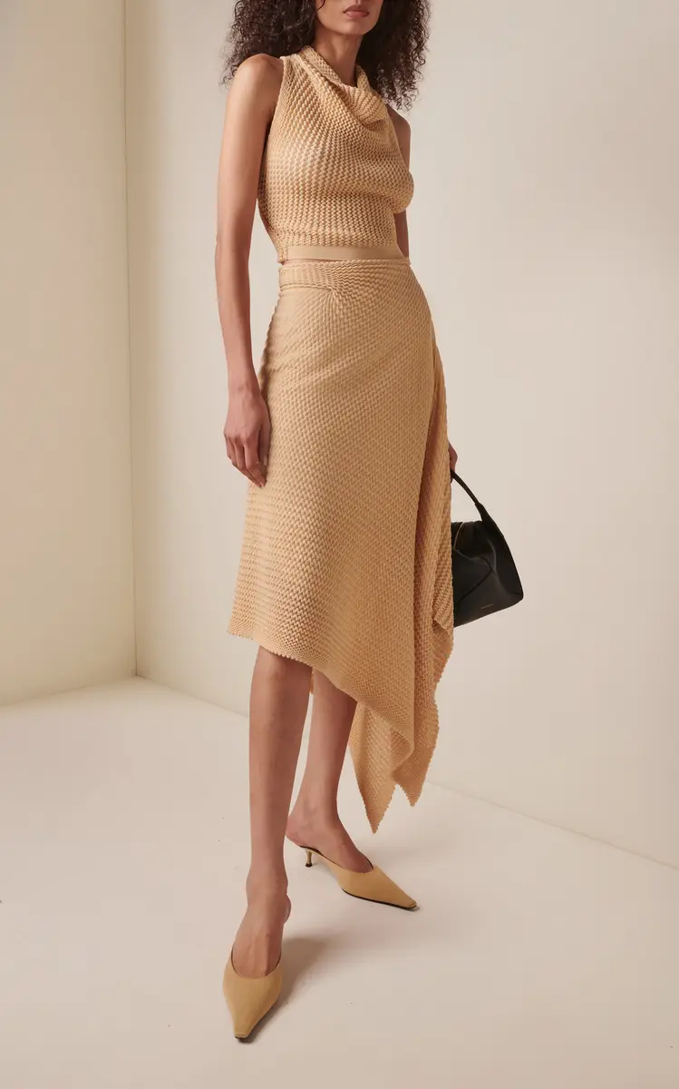 Victoria Beckham Draped Knit Strech-Cotton Midi Skirt | Thumbnail 2 Victoria Beckham Draped Knit Strech-Cotton Midi Skirt | Thumbnail 2