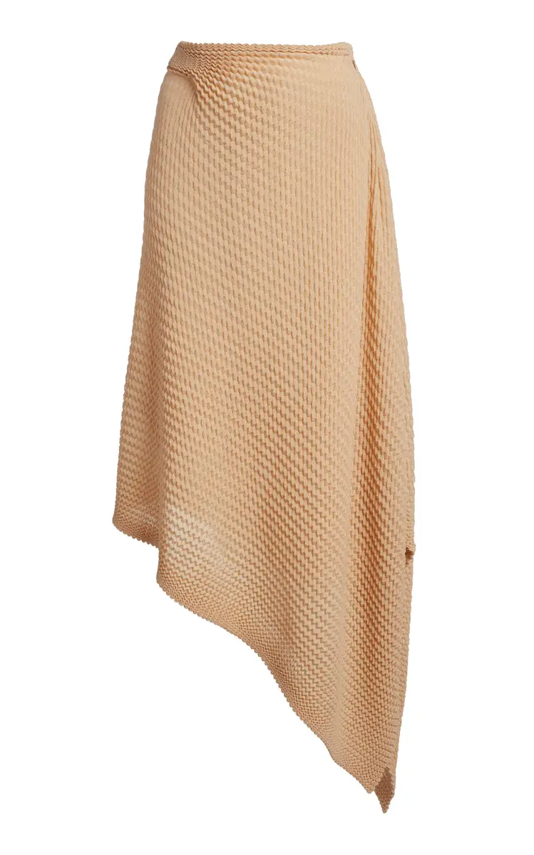 Draped Knit Strech-Cotton Midi Skirt