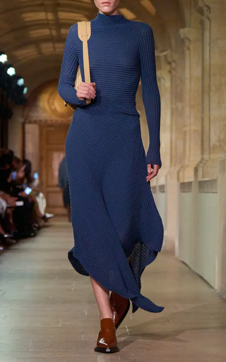 Victoria Beckham Long Sleeve Stretch-Cotton Mock Neck Top | Thumbnail 2