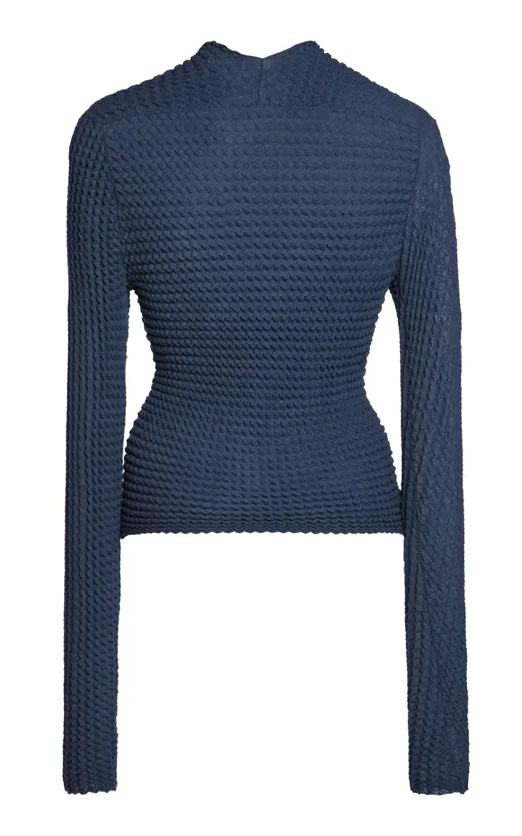 Victoria Beckham Long Sleeve Stretch-Cotton Mock Neck Top | Thumbnail 3