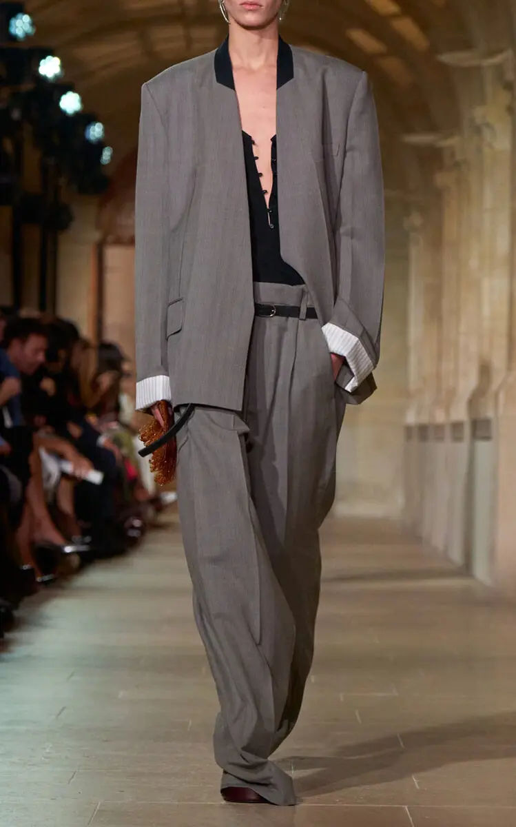 Victoria Beckham Oversized Collarless Virgin Wool Jacket | Thumbnail 2