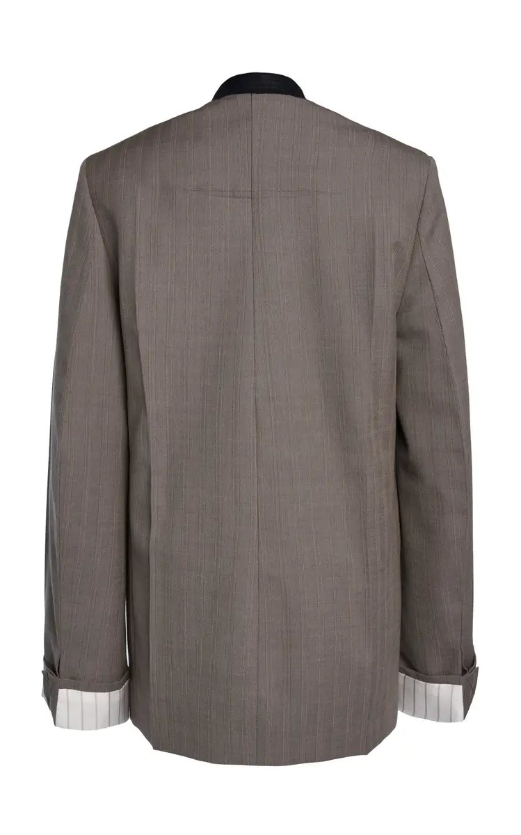 Victoria Beckham Oversized Collarless Virgin Wool Jacket | Thumbnail 3