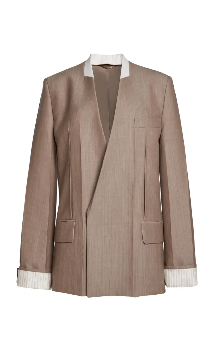 Victoria Beckham Oversized Collarless Virgin Wool Jacket | Thumbnail 5