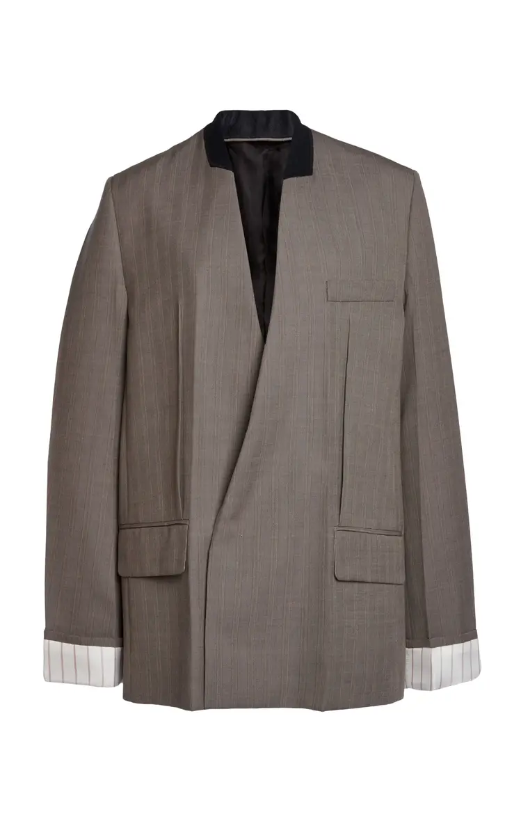 Victoria Beckham Oversized Collarless Virgin Wool Jacket