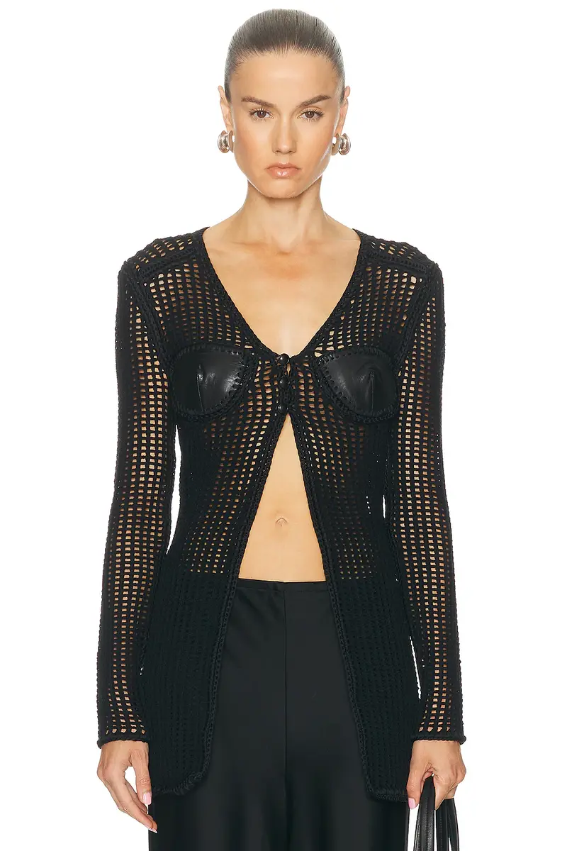 Alexander Wang Cardigan With Leather Bust | Image 1 Alexander Wang Cardigan With Leather Bust | Image 1