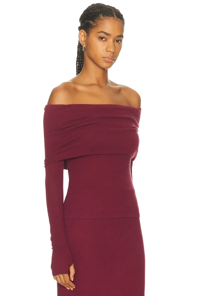 ENZA COSTA Cashmere Long Sleeve Off Shoulder Top | Thumbnail 2 ENZA COSTA Cashmere Long Sleeve Off Shoulder Top | Thumbnail 2