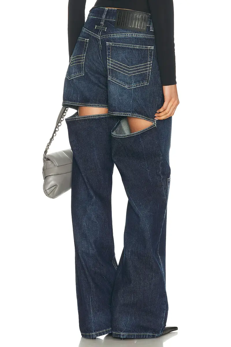Jean Paul Gaultier Workwear Detail Back Cutout Denim Trouser