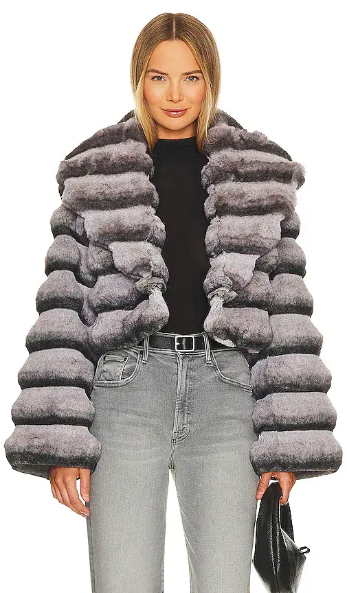 Adrienne Landau Faux Fur Chinchilla Jacket