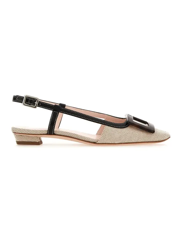 Belle Vivier Leather-Trim Slingback Pumps
