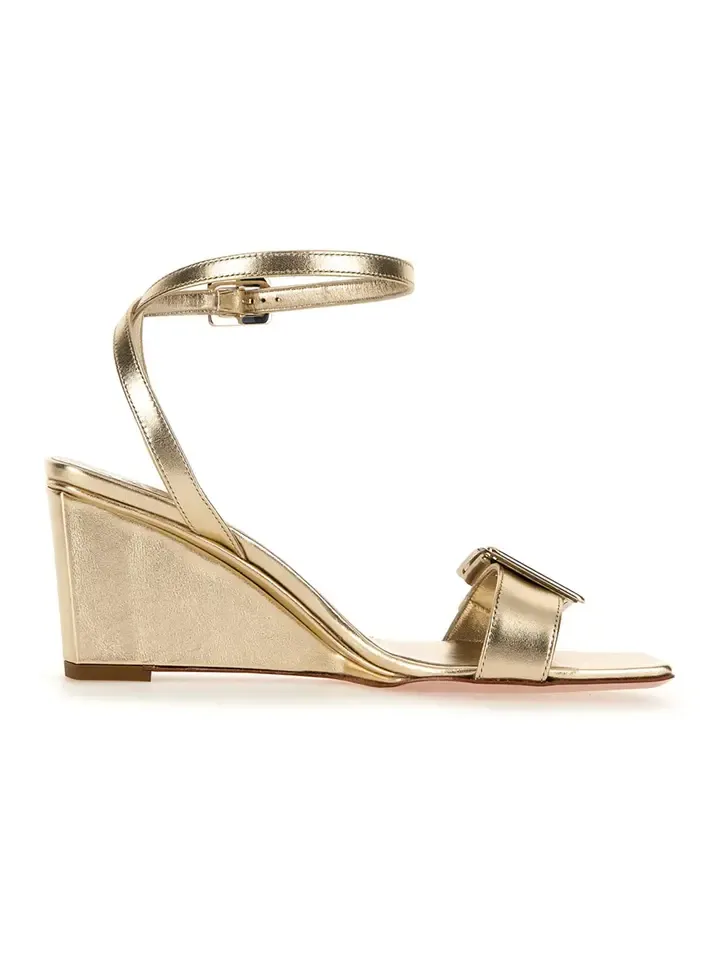 Belle Vivier Leather Wedge Sandals