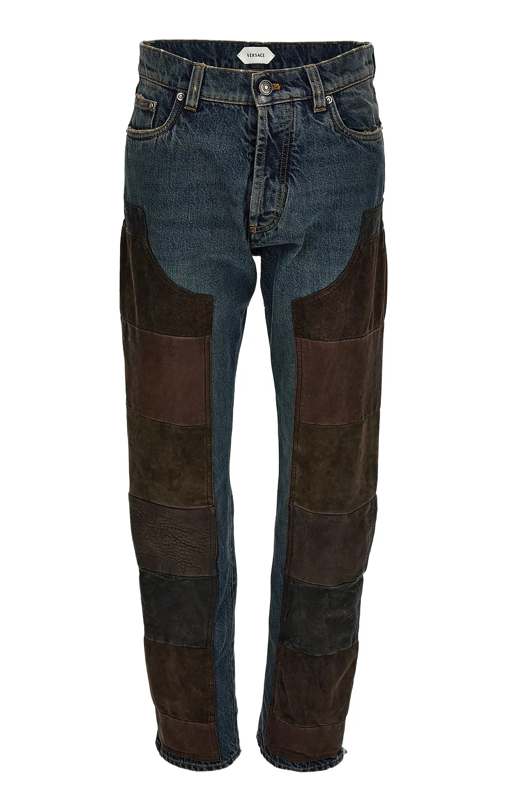 Versace Patchwork Mid-Rise Straight-Leg Jeans