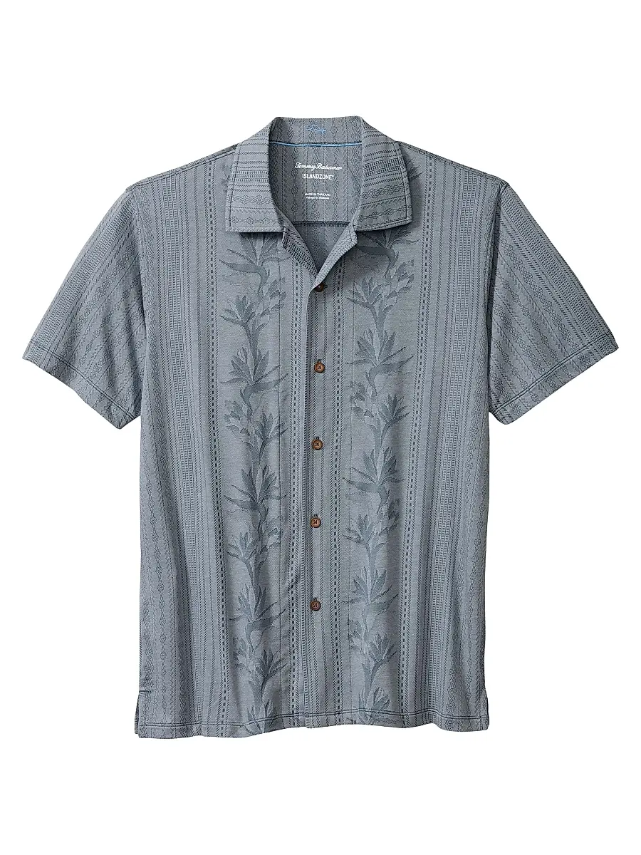 Tommy Bahama Men's Palm Fresco Beach Short-Sleeve Shirt - Steel | Image 1 Tommy Bahama Men's Palm Fresco Beach Short-Sleeve Shirt - Steel | Image 1