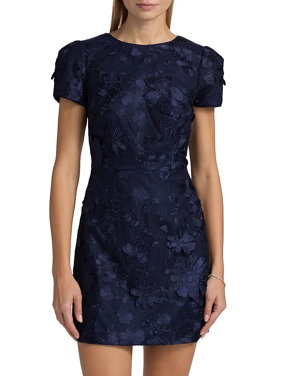 Milly Women's Daisy Floral Appliqué Minidress - Navy | Thumbnail 3 Milly Women's Daisy Floral Appliqué Minidress - Navy | Thumbnail 3