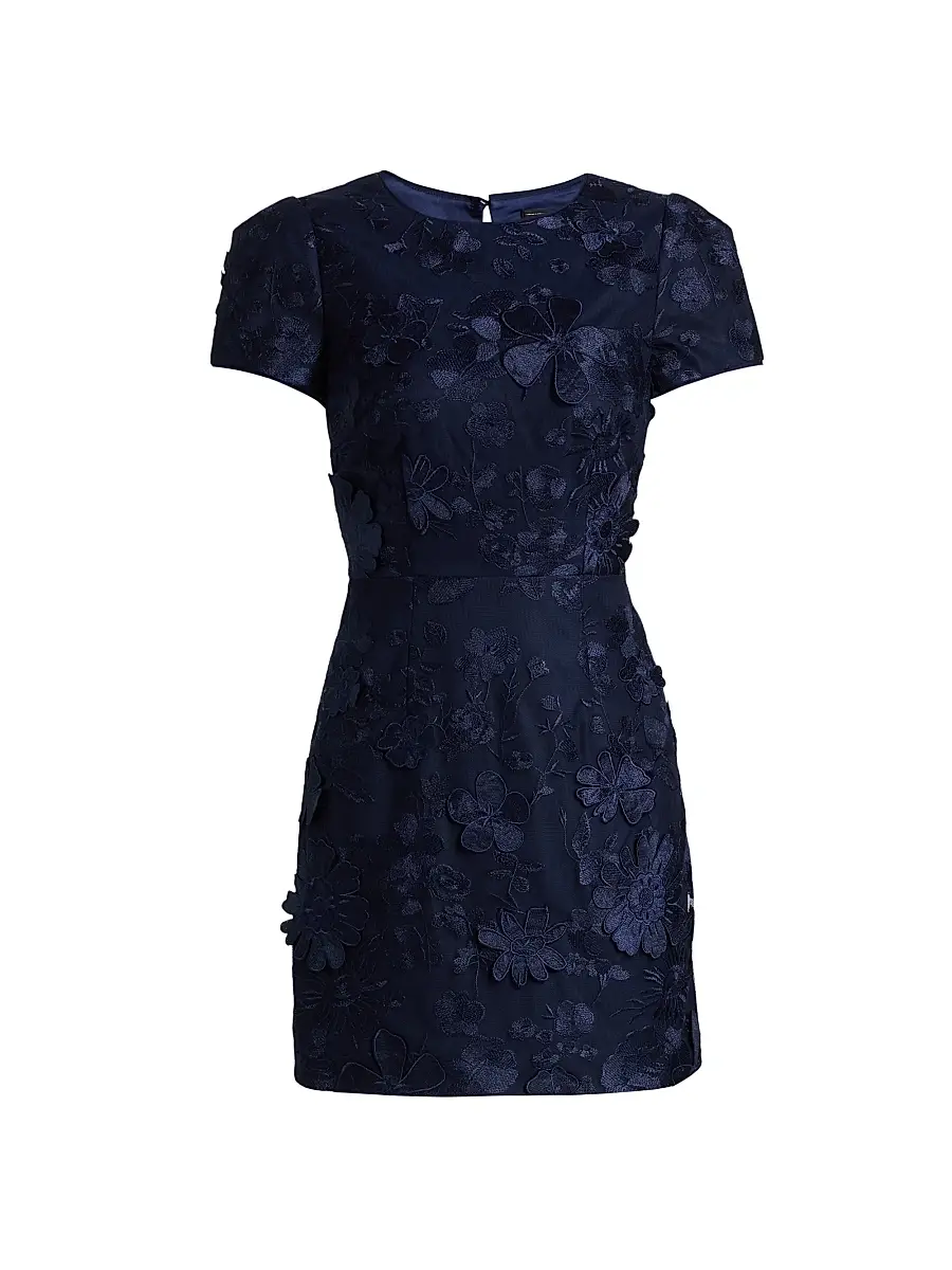 Women's Daisy Floral Appliqué Minidress - Navy