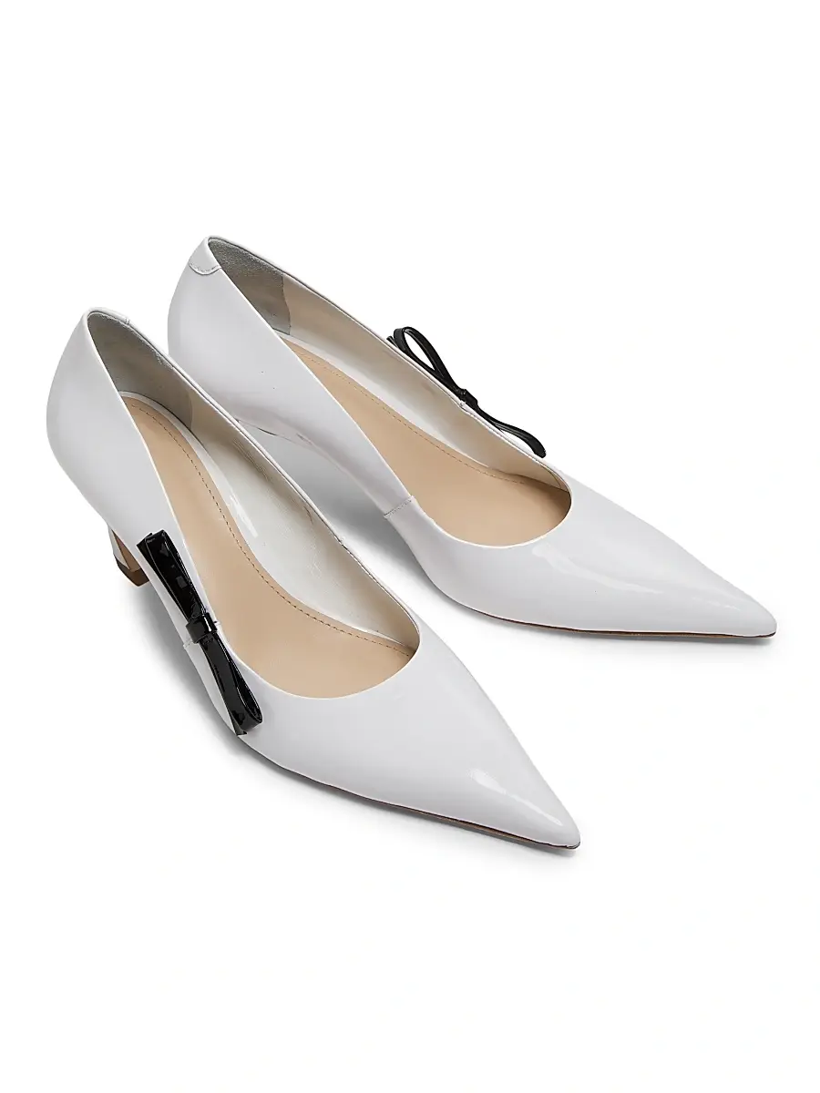 22élevé Women's 65MM Contrast Bow-Detail Patent Leather Pumps | Thumbnail 4