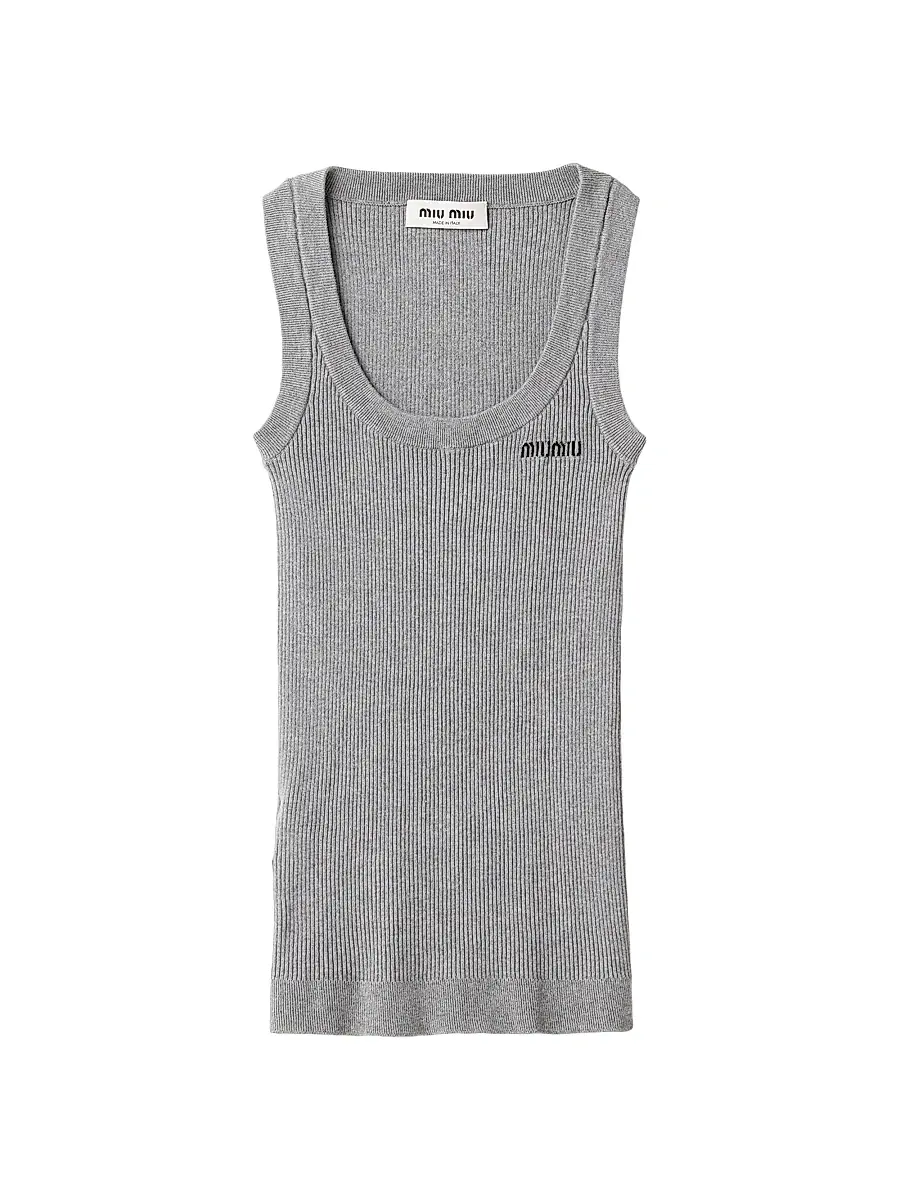 Miu Miu Women's Cotton Knit Tank Top - Brown | Thumbnail 6