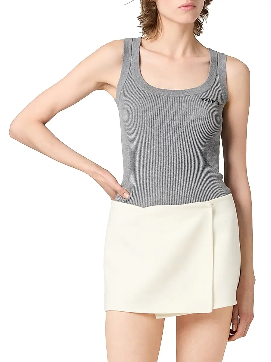 Miu Miu Women's Cotton Knit Tank Top - Brown | Thumbnail 7