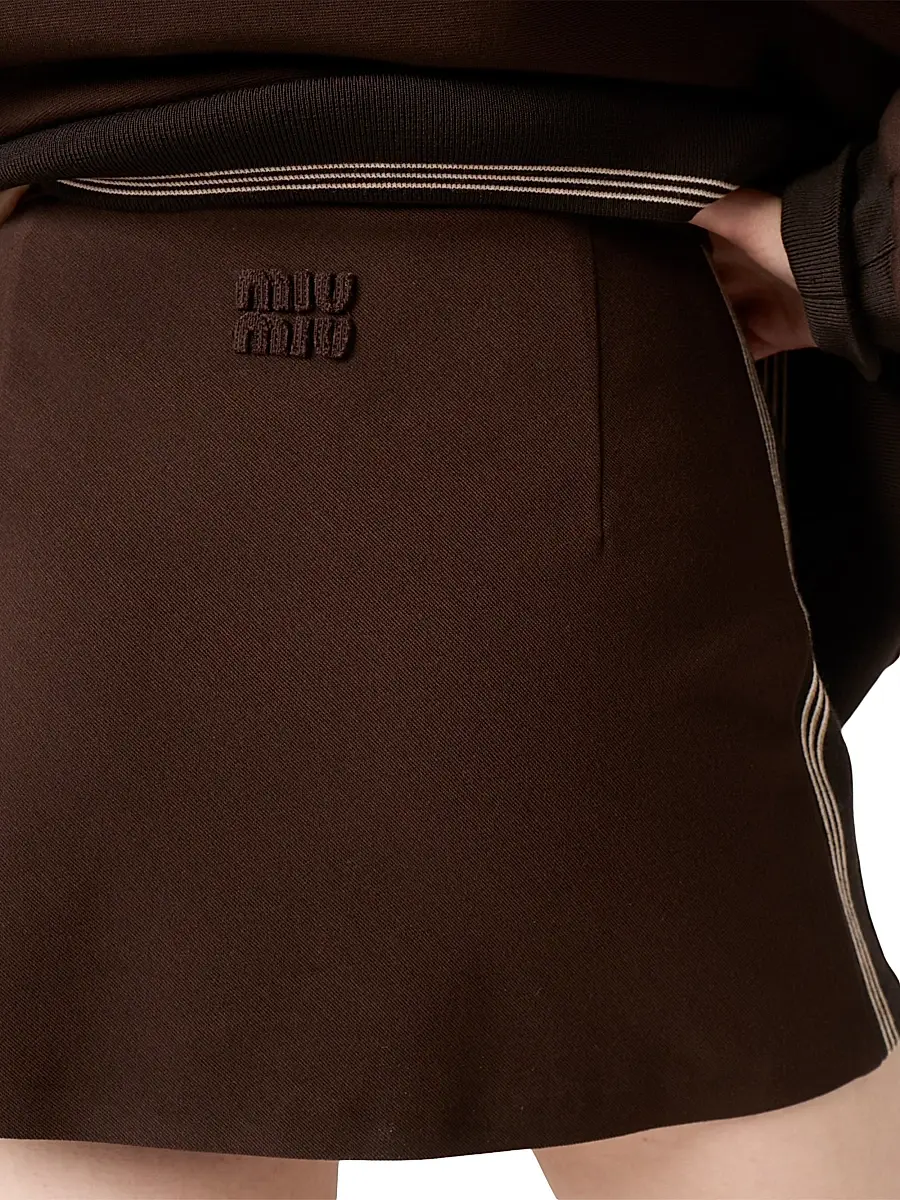 Miu Miu Women's Fabric Stitch Knit Mini Skirt - Brown | Thumbnail 6 Miu Miu Women's Fabric Stitch Knit Mini Skirt - Brown | Thumbnail 6