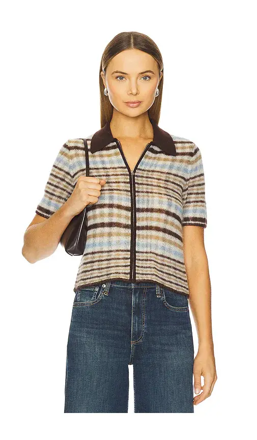rag & bone Leva Short Sleeve Zip Polo Sweater