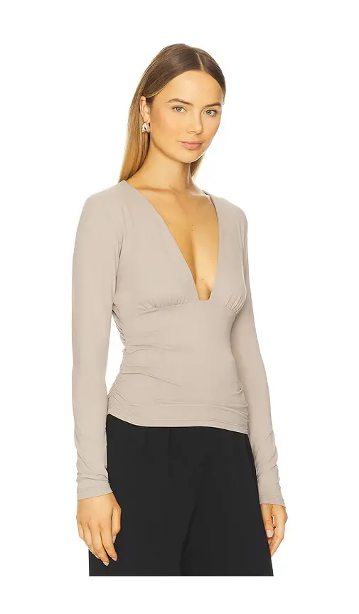susana monaco V-neck Gathered Long Sleeve Top | Thumbnail 2 susana monaco V-neck Gathered Long Sleeve Top | Thumbnail 2
