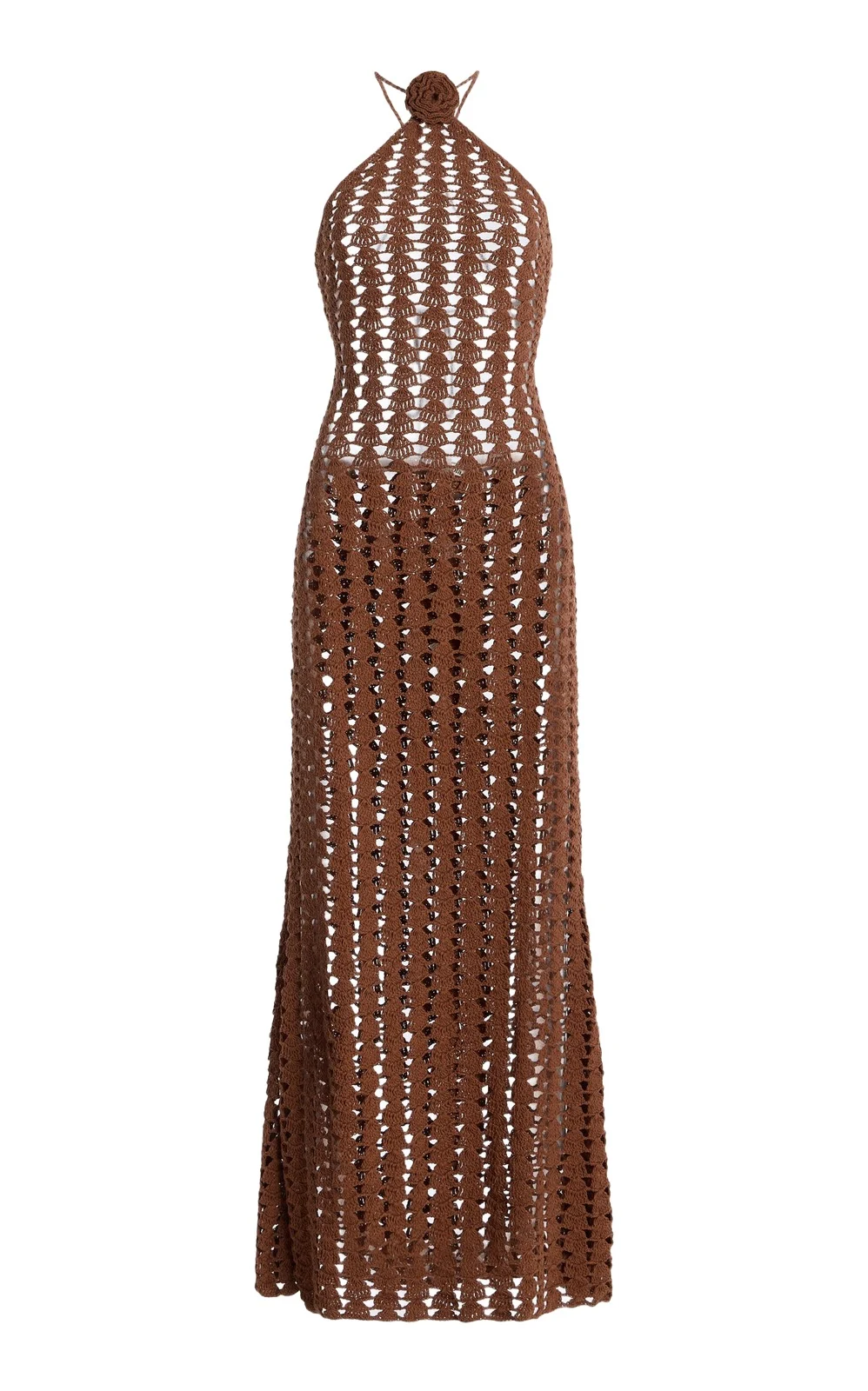 Akoia Swim Exclusive Rosette Crocheted Cotton Halter Maxi Dress