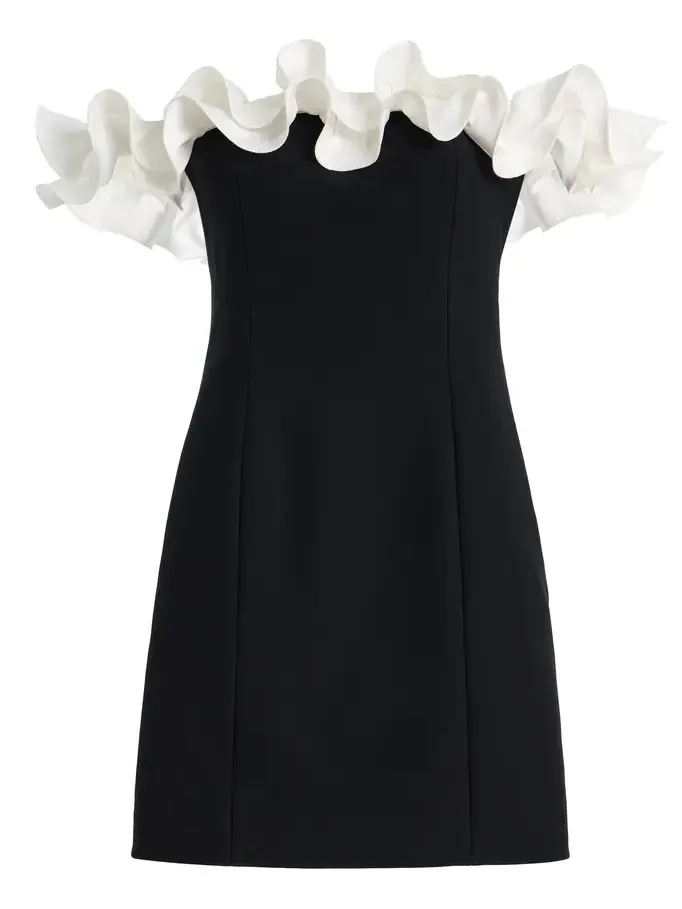 ROTATE Ruffle-Trimmed Crepe Mini Dress