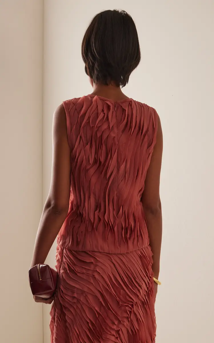 Ulla Johnson Celina Pleated Raw-Edge Silk-Blend Top | Thumbnail 4 Ulla Johnson Celina Pleated Raw-Edge Silk-Blend Top | Thumbnail 4