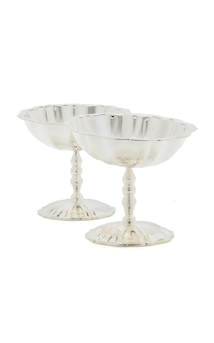 Moda Domus Set-of-Two Silver-Plated Champagne Coupes