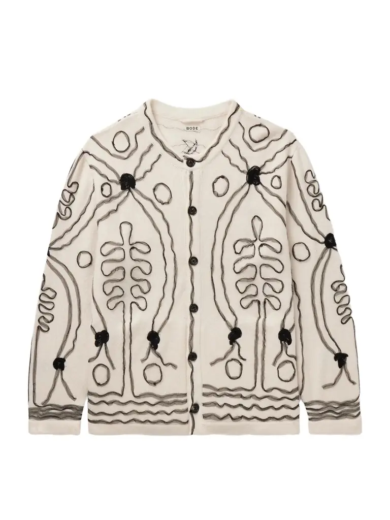 BODE Winter Garden Tulle-Appliquéd Cashmere Cardigan - Men | Image 1 BODE Winter Garden Tulle-Appliquéd Cashmere Cardigan - Men | Image 1