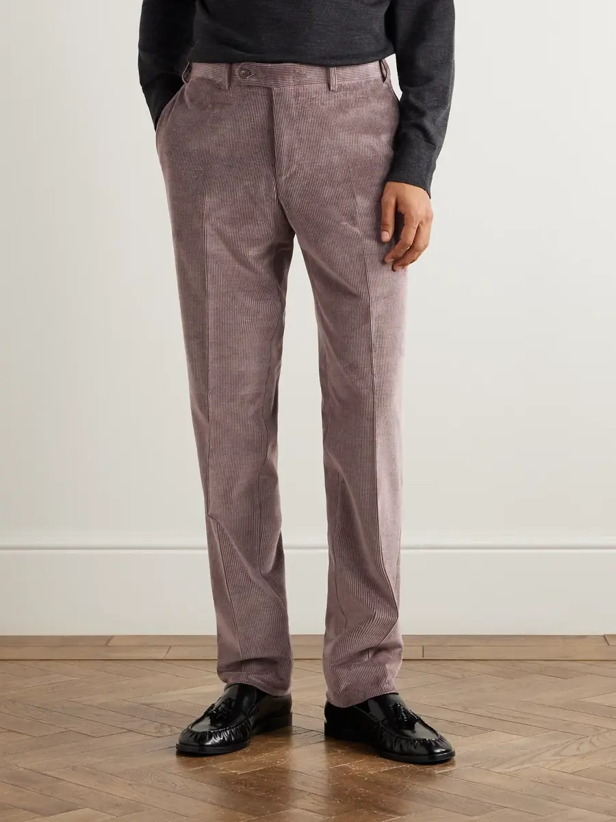 Canali Tapered Cotton-Blend Corduroy Trousers - Men | Thumbnail 3