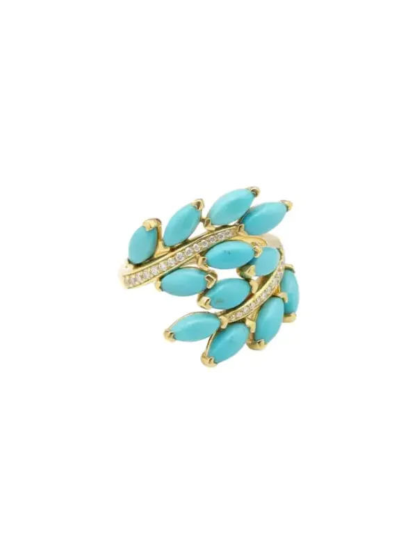 0.10ct Diamond Turquoise 18K Gold Cluster Ring 0.10ct Diamond Turquoise 18K Gold Cluster Ring