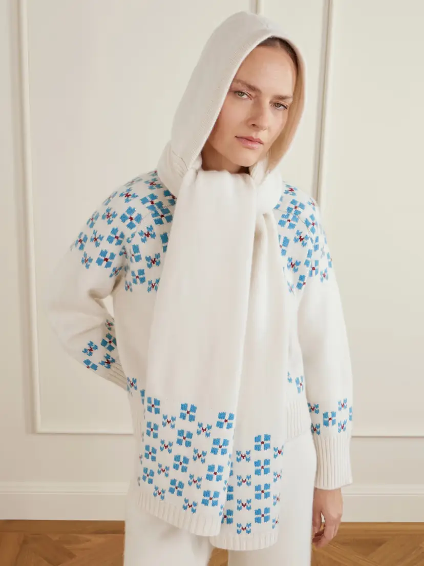 Calle Del Mar Winter Hooded Fair Isle Cashmere Scarf | Thumbnail 2 Calle Del Mar Winter Hooded Fair Isle Cashmere Scarf | Thumbnail 2