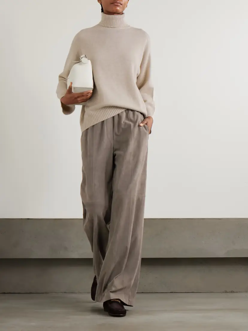 Brunello Cucinelli Suede Wide-leg Pants | Thumbnail 2 Brunello Cucinelli Suede Wide-leg Pants | Thumbnail 2