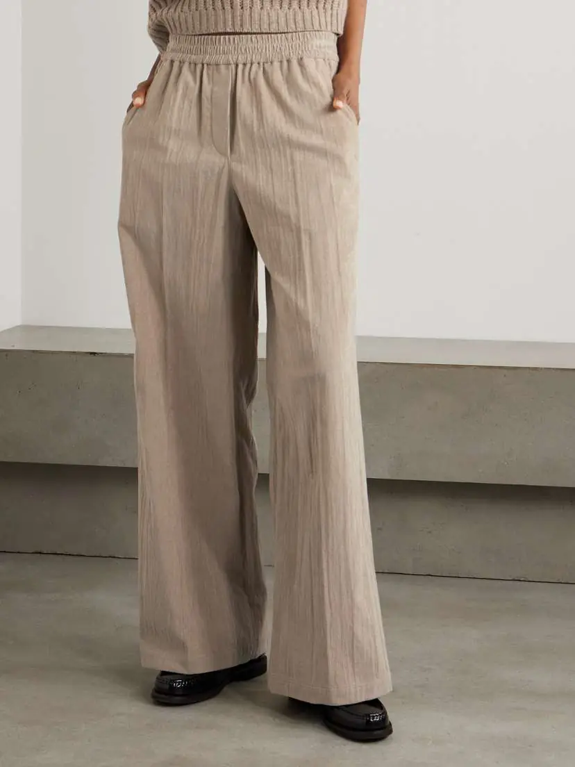Brunello Cucinelli Gathered Cotton-blend Corduroy Wide-leg Pants | Thumbnail 3 Brunello Cucinelli Gathered Cotton-blend Corduroy Wide-leg Pants | Thumbnail 3