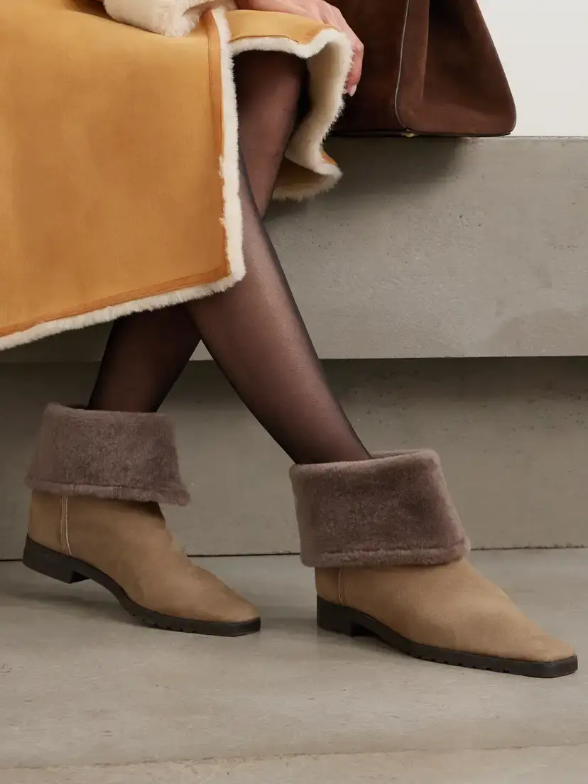 TOTEME Shearling-trimmed Suede Ankle Boots | Thumbnail 2