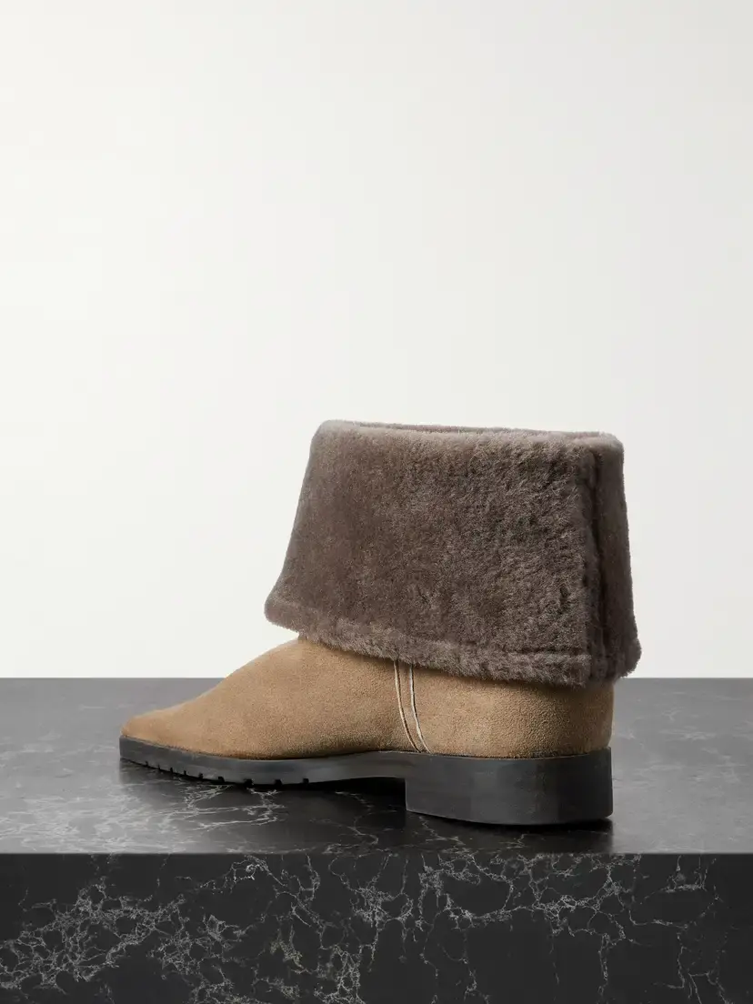TOTEME Shearling-trimmed Suede Ankle Boots | Thumbnail 3