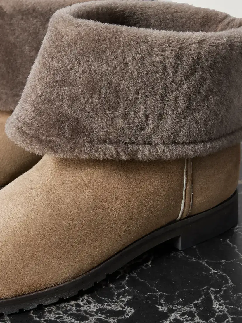 TOTEME Shearling-trimmed Suede Ankle Boots | Thumbnail 4