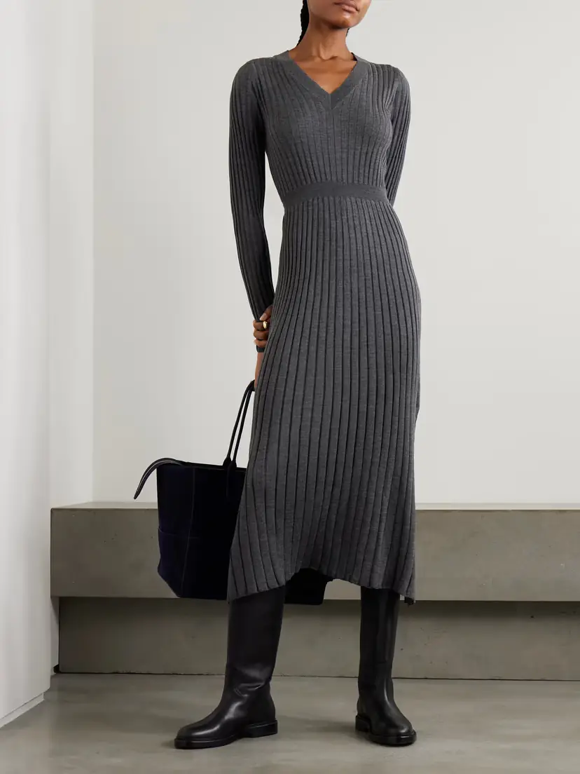 Brunello Cucinelli Ribbed Wool Midi Dress | Thumbnail 2