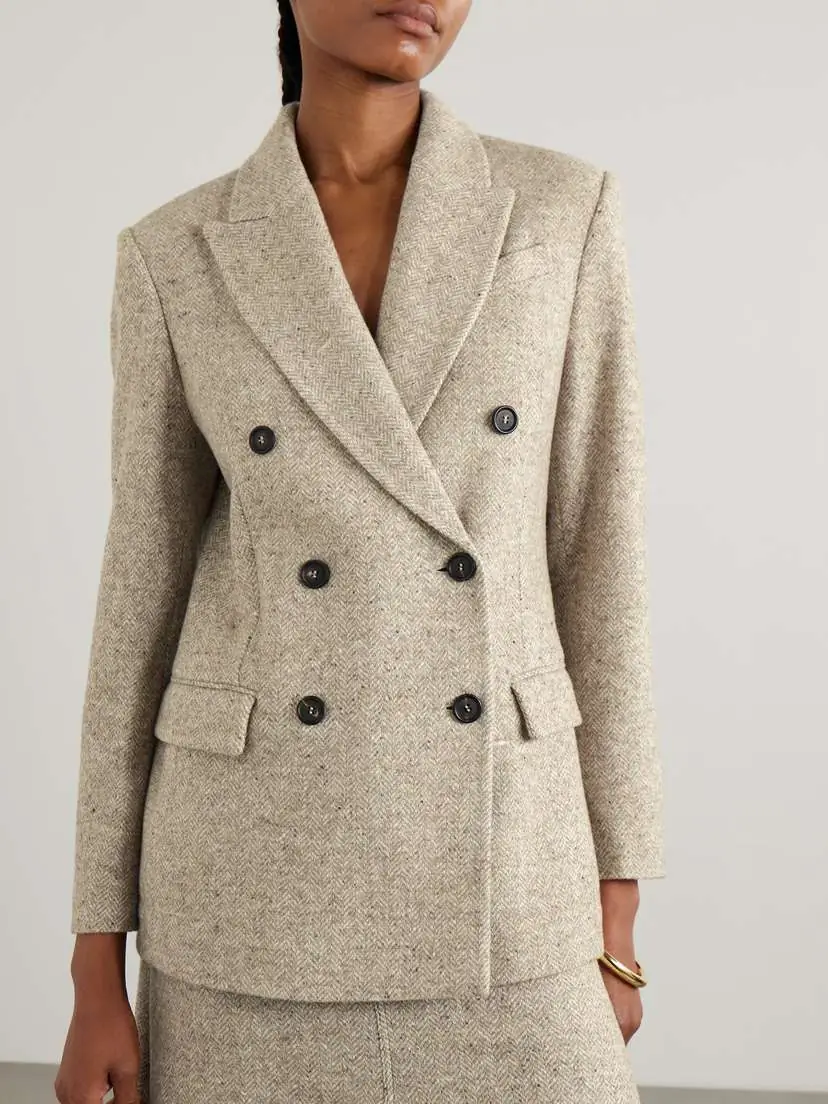 Brunello Cucinelli Double-breasted Wool And Silk-blend Tweed Blazer | Thumbnail 3 Brunello Cucinelli Double-breasted Wool And Silk-blend Tweed Blazer | Thumbnail 3