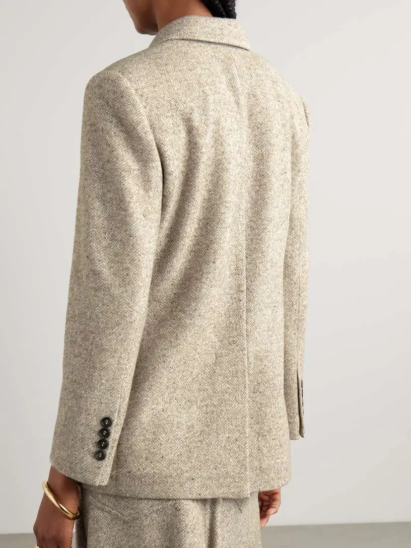 Brunello Cucinelli Double-breasted Wool And Silk-blend Tweed Blazer | Thumbnail 4 Brunello Cucinelli Double-breasted Wool And Silk-blend Tweed Blazer | Thumbnail 4