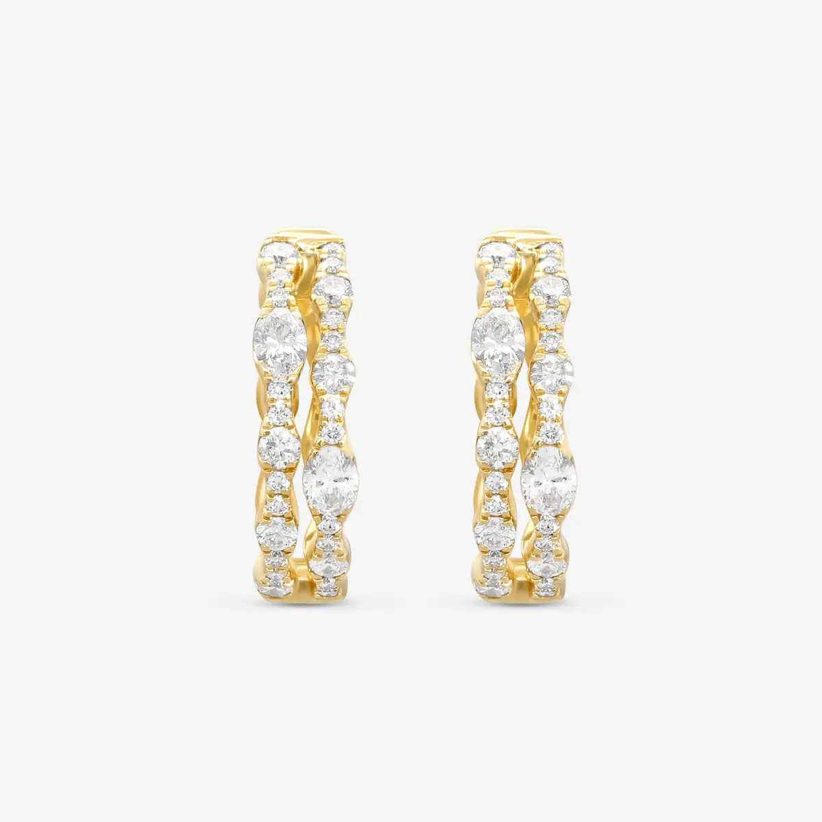 Ina Mar Ina Mar 14K Yellow Gold Oval & Round Cut Diamond Hoop Earrings by The Solist | Thumbnail 2 Ina Mar Ina Mar 14K Yellow Gold Oval & Round Cut Diamond Hoop Earrings by The Solist | Thumbnail 2