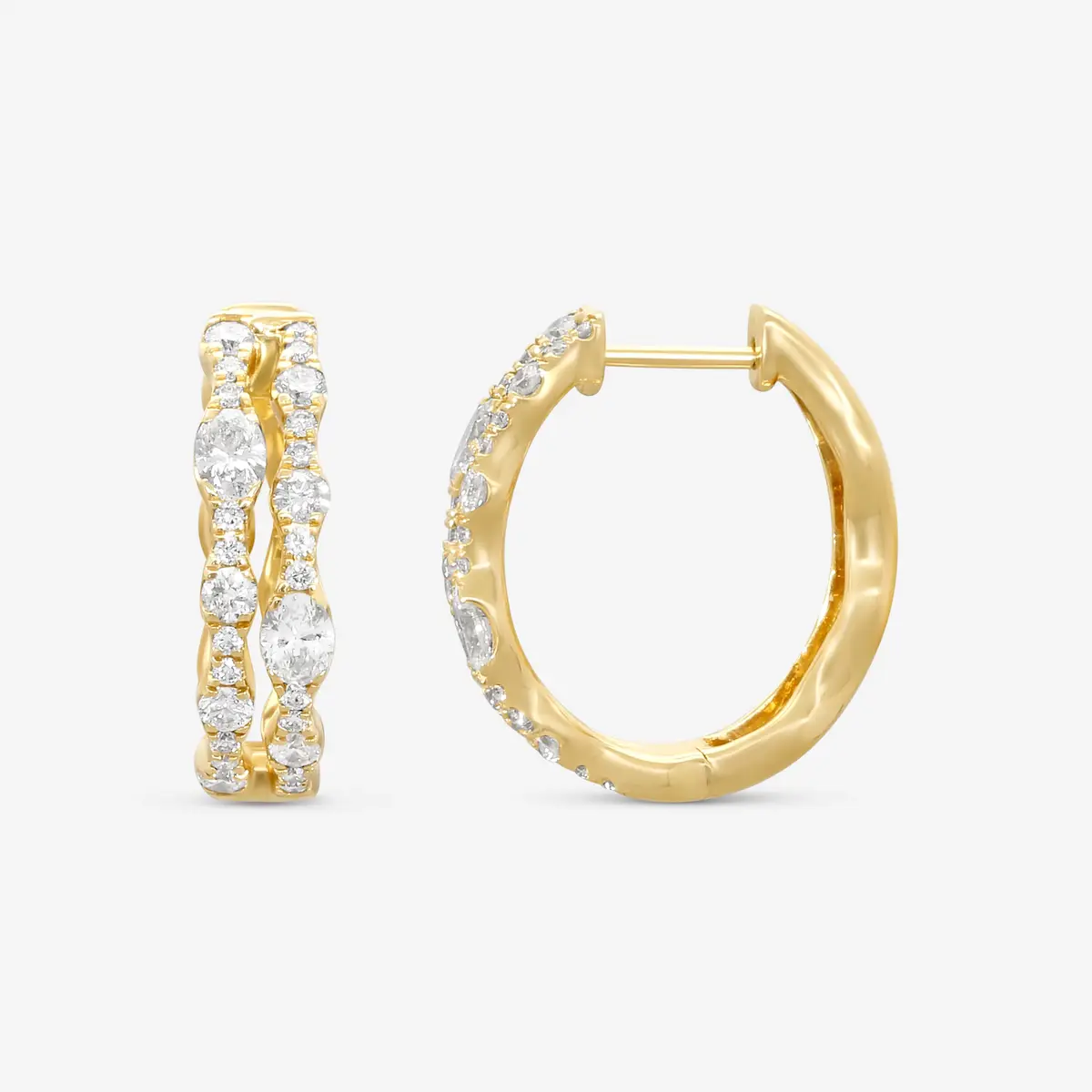 Ina Mar Ina Mar 14K Yellow Gold Oval & Round Cut Diamond Hoop Earrings by The Solist | Thumbnail 3 Ina Mar Ina Mar 14K Yellow Gold Oval & Round Cut Diamond Hoop Earrings by The Solist | Thumbnail 3