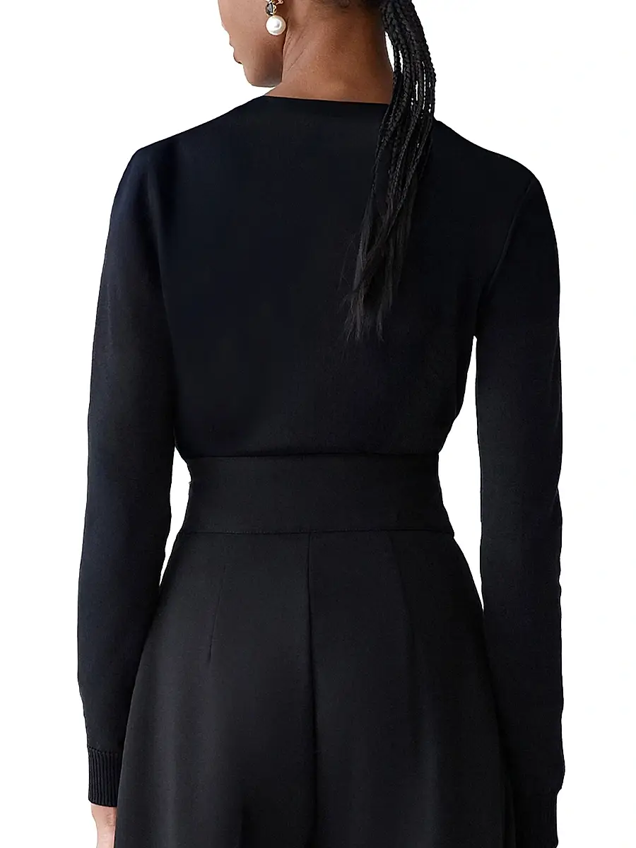 Carolina Herrera Women's Imitation Pearl-Embellished Silk-Cotton Sweater | Thumbnail 4 Carolina Herrera Women's Imitation Pearl-Embellished Silk-Cotton Sweater | Thumbnail 4