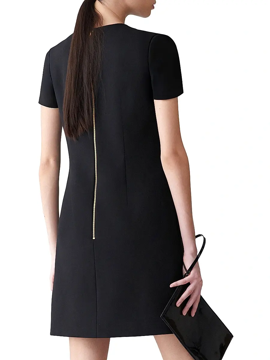 Carolina Herrera Women's Chrysanthemum-Embroidered Stretch-Wool Minidress | Thumbnail 4 Carolina Herrera Women's Chrysanthemum-Embroidered Stretch-Wool Minidress | Thumbnail 4