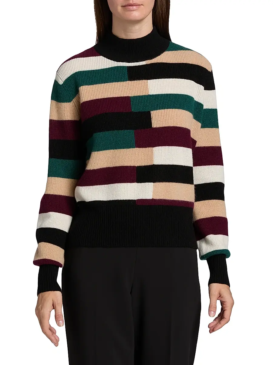 Elie Tahari Women's Phoenix Colorblocked Cashmere Sweater | Thumbnail 3