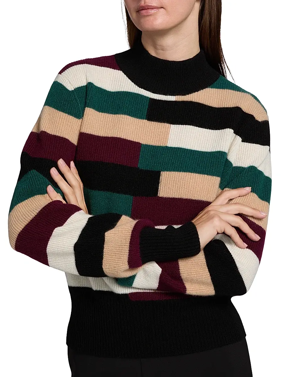 Elie Tahari Women's Phoenix Colorblocked Cashmere Sweater | Thumbnail 6